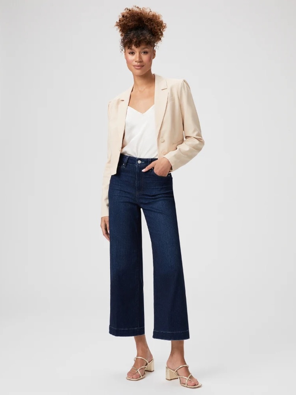 Paige Anessa Jeans Women’s 27 Blue Denim Disco Wide Leg Ankle High Rise